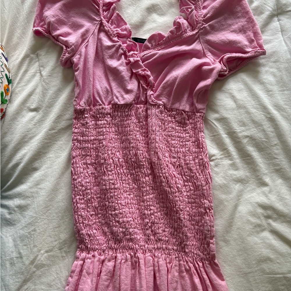Zara Pink Ruffled Mini Dress - Picture 2 of 4